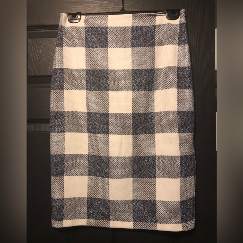 Checked Midi Skirt in Navy and White
Banana Republic 
Size 6